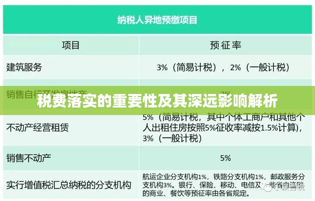 税费落实的重要性及其深远影响解析